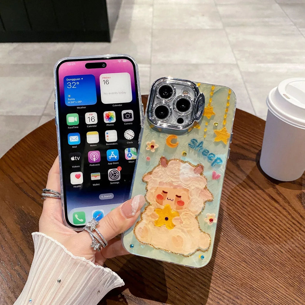 Blue Light Epoxy Sheep Silicone iPhone Case - Viexta