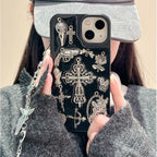 Ins Retro Dark Wind Epoxy Cross iPhone Case with Charm - Viexta