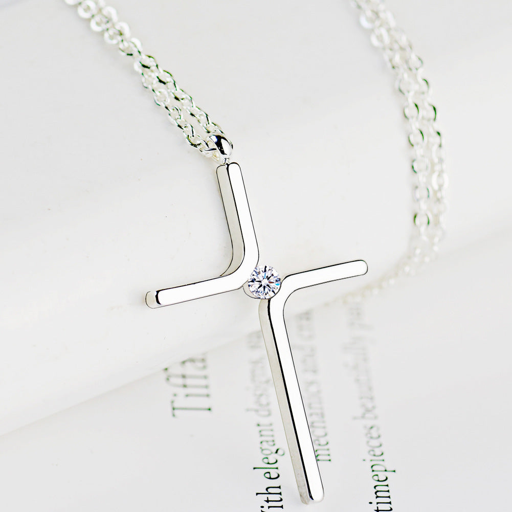 Cross Pendant Titanium Steel Plating Necklace