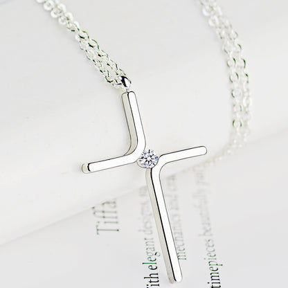 Cross Pendant Titanium Steel Plating Necklace