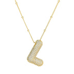 brass-zircon-bubble-letter-pendant-necklace - Viexta