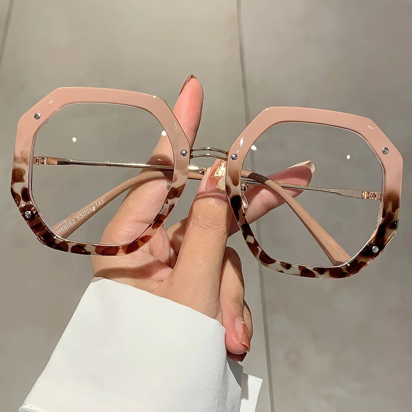 Polygonal-frame Trendy Hip-hop Oversized Plain Glasses - Viexta
