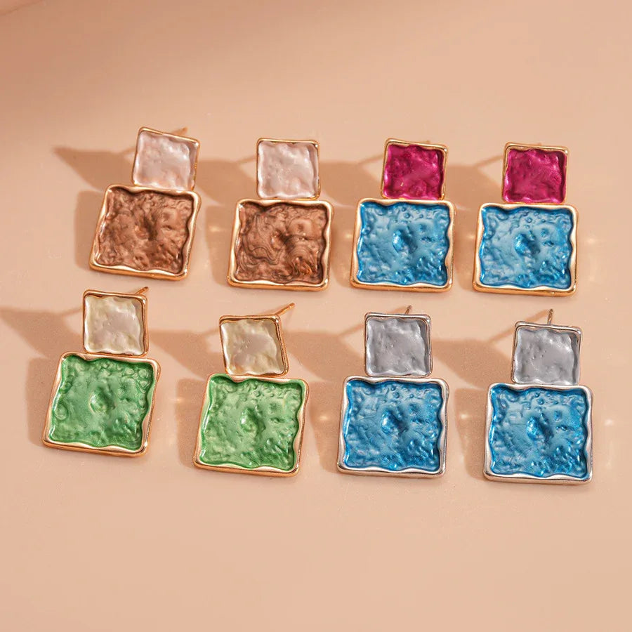 Geometric Square Earring And Necklace Set For Women