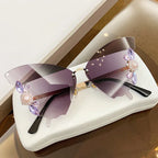 Diamond-encrusted Sunglasses In Butterfly Shape - Viexta