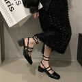 Women Thick Black High Heels - Viexta
