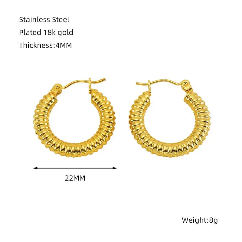 Titanium Steel Round Twist Stud Earrings - Viexta