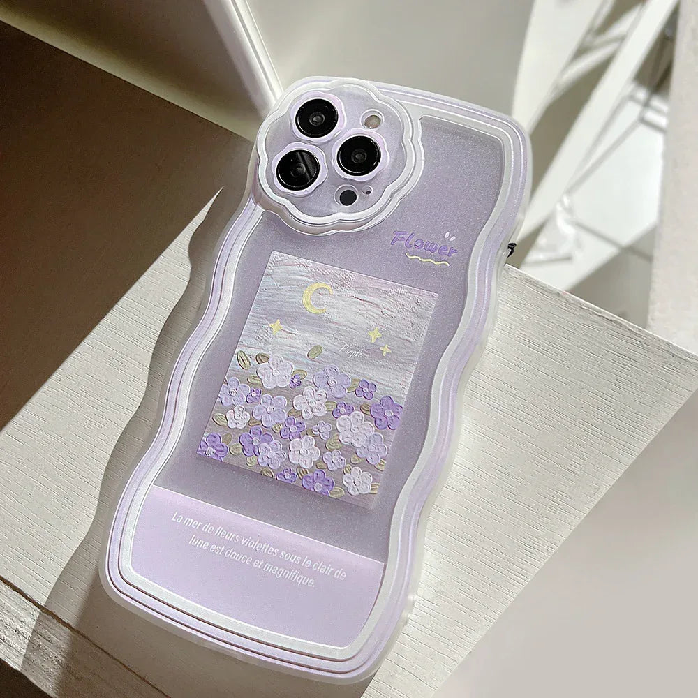 Purple Oil Painting Flower iPhone Case - Viexta