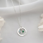 Personalized Engraved Birthstone Circle Necklace