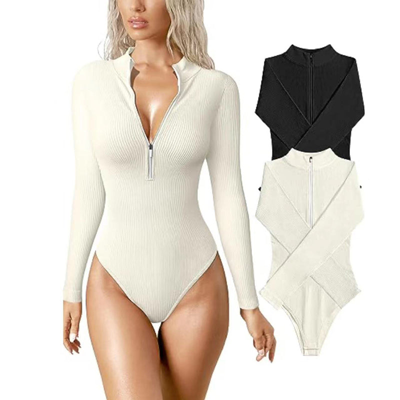 Fashion Long Sleeve Zipper Jumpsuit