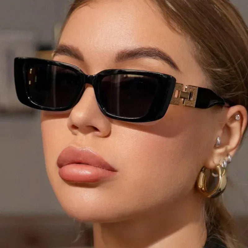 Diamond-chain Square-frame Sunglasses - Viexta