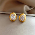 Silver Needle Micro Inlaid Zircon Ear Studs - Viexta
