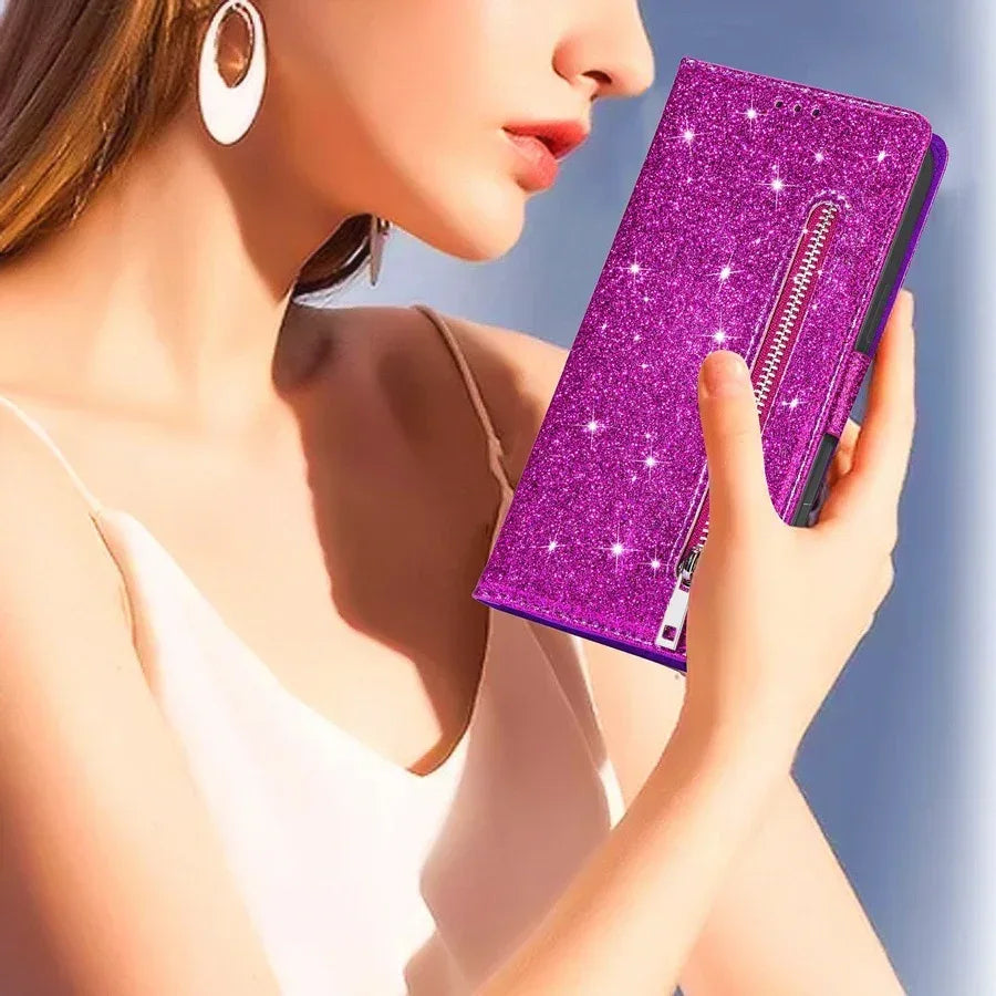 Zipper Shiny Leather iPhone Case - Viexta