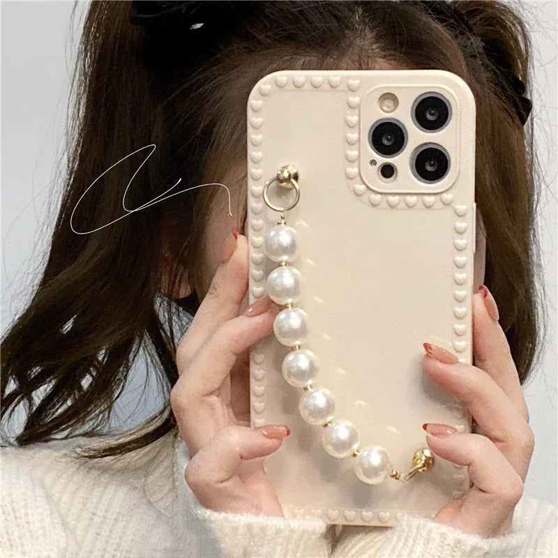 Silicone Pearl Chain Shockproof iPhone Case - Viexta