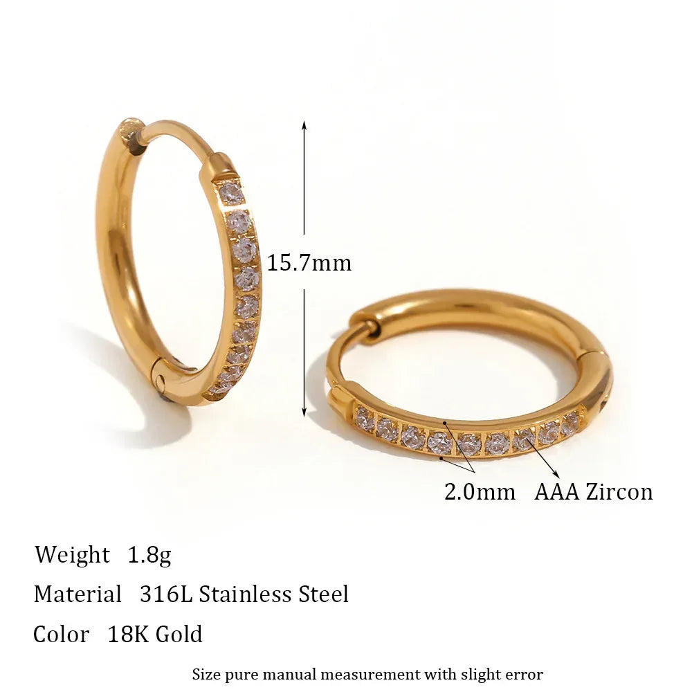 Rounded Edge Zircon Earrings - Viexta