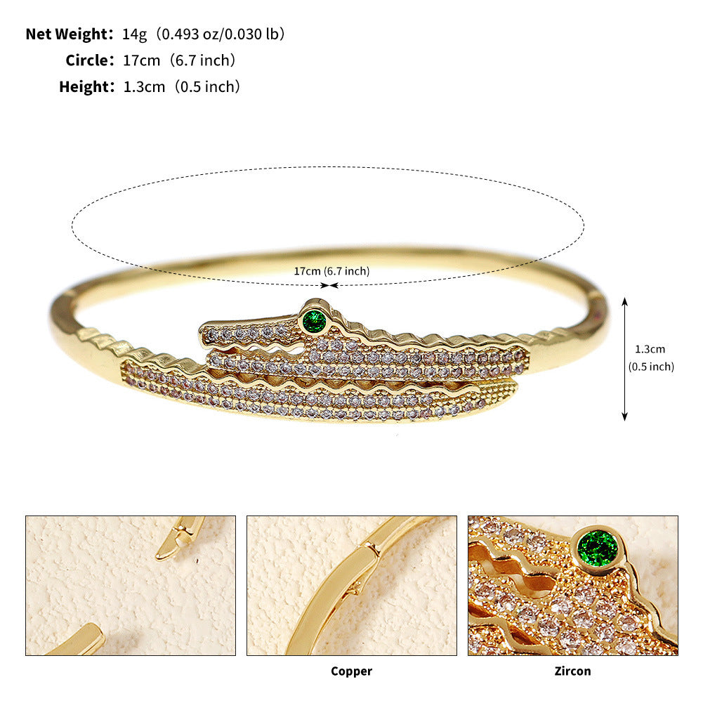 Light Luxury Zircon Fashion Open Cuff Bangle