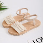 Hemp Rope Grass Woven Bow Slippers - Viexta