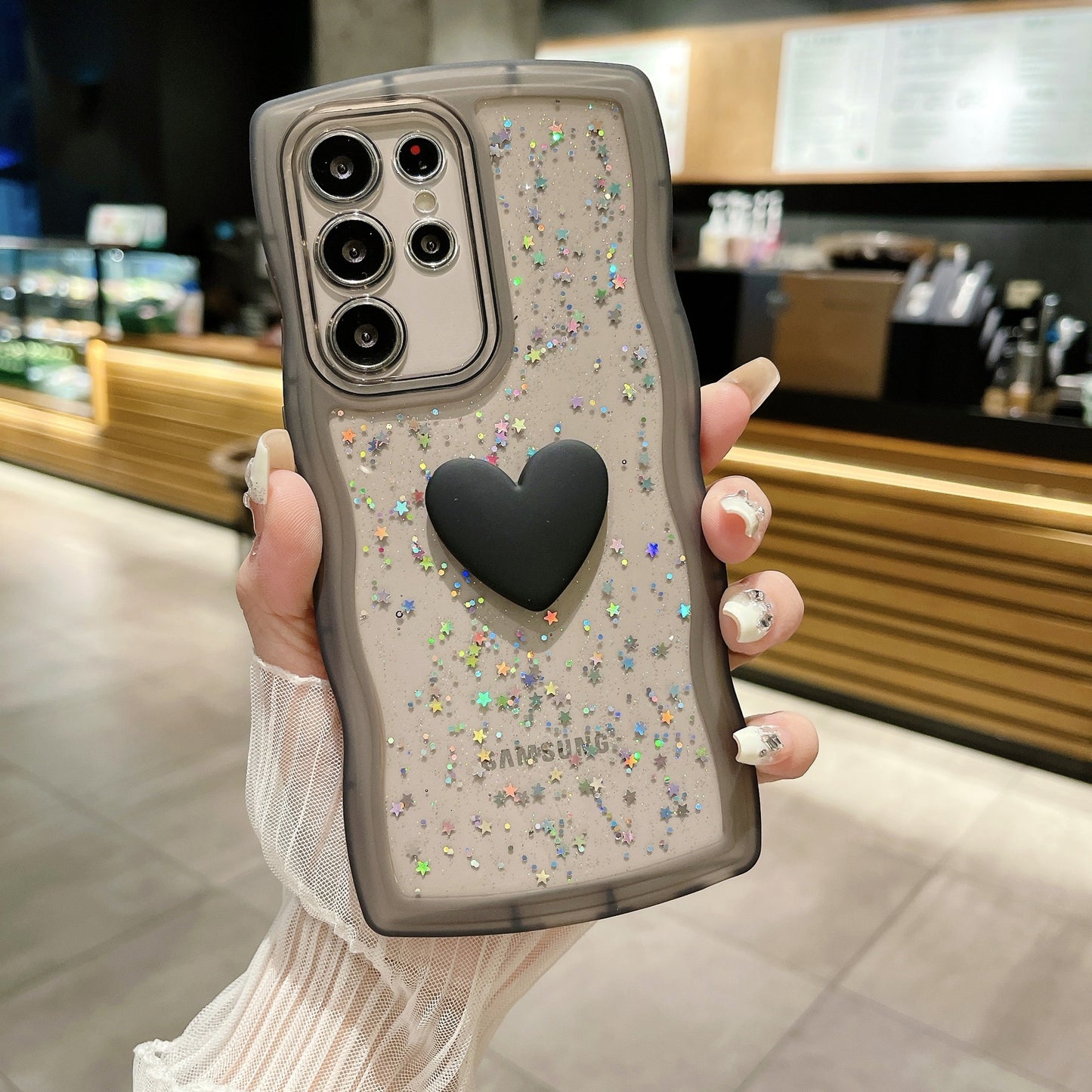 Love Drop Adhesive Transparent Samsung Phone Case