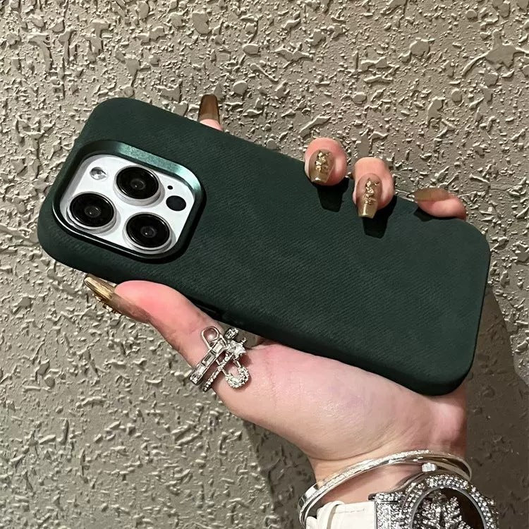 Magnetic Leather Drop-resistant Flannel iPhone Case