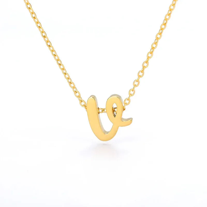 Small Letter Hollow Stainless Necklace - Viexta