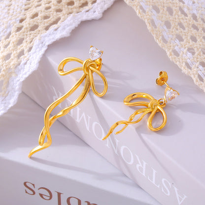 Ribbon Bow Tassel Earrings