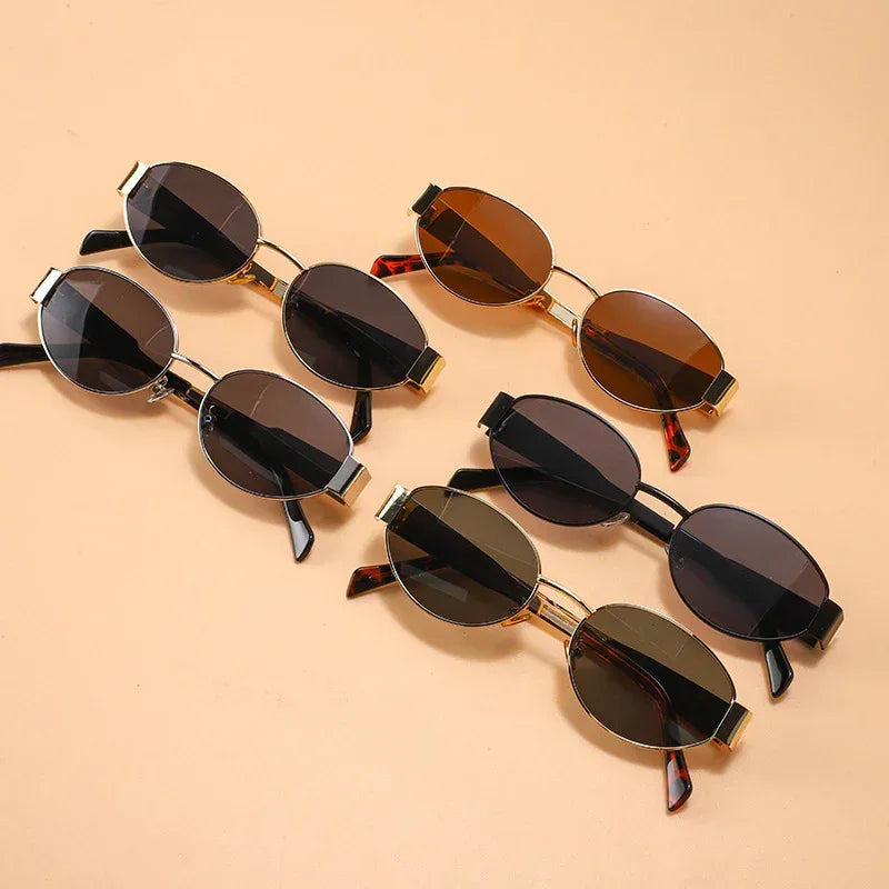 Women's Metal Retro Oval Sunglasses - Viexta