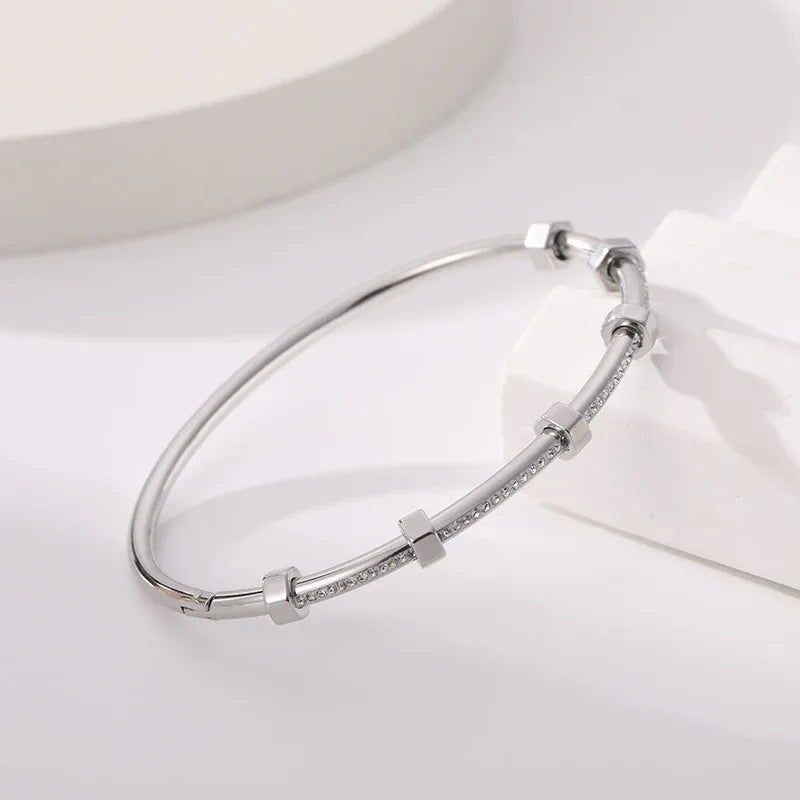 Stainless Steel Nail Diamond Bracelet - Viexta