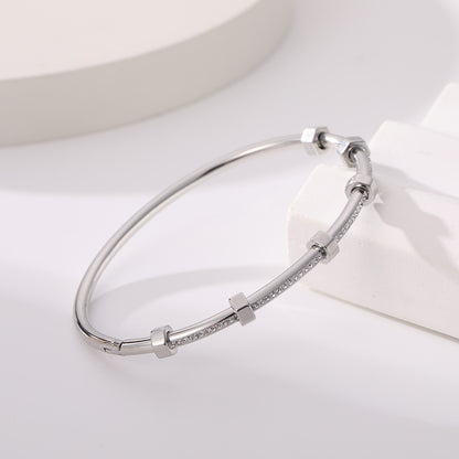 Stainless Steel Nail Diamond Bracelet