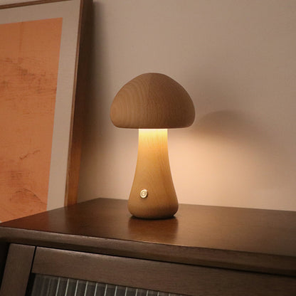 Wooden Cute Mushroom LED Night Light