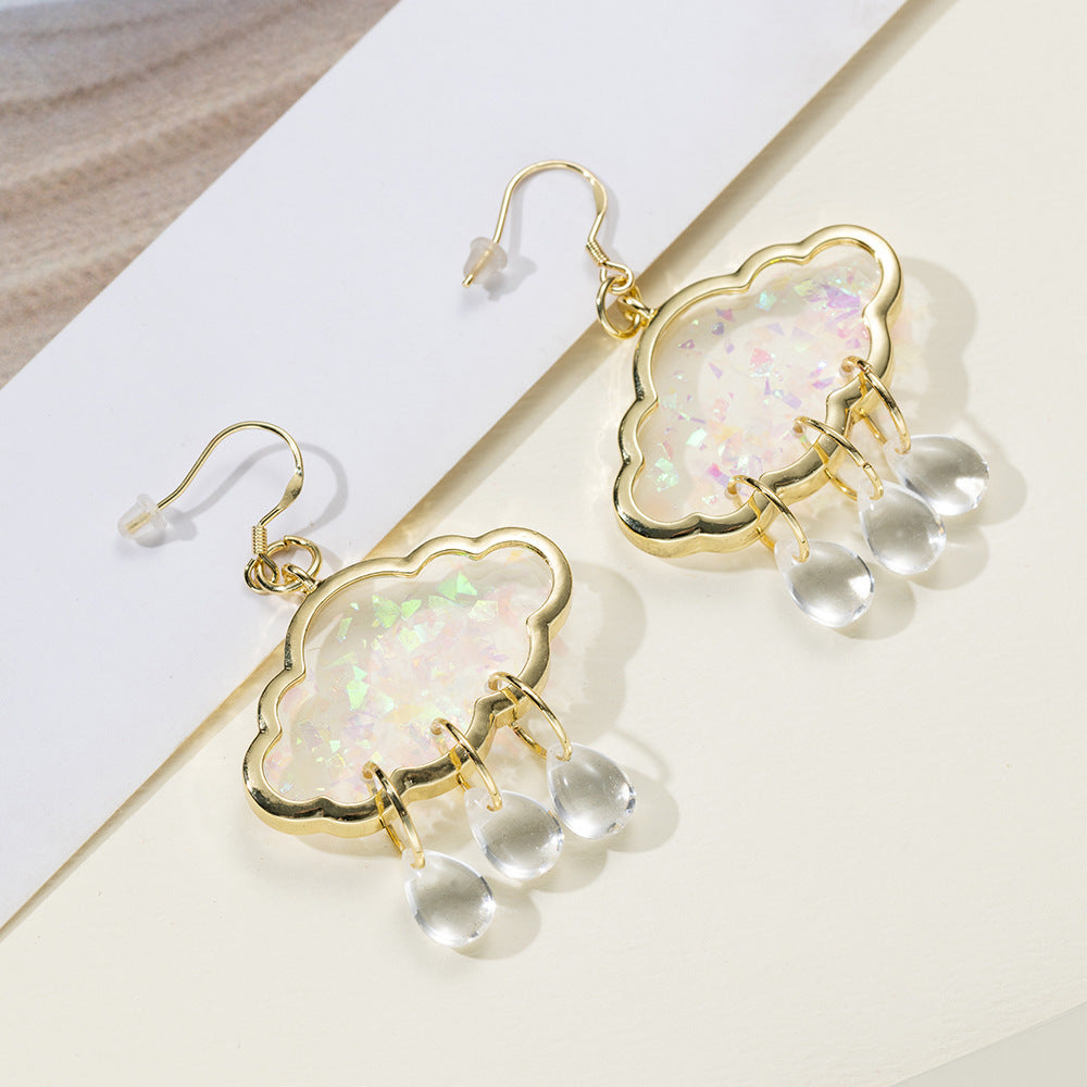 Colorful Clouds Raindrops Earrings