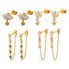 Zircon Inlaid Pendant Earrings