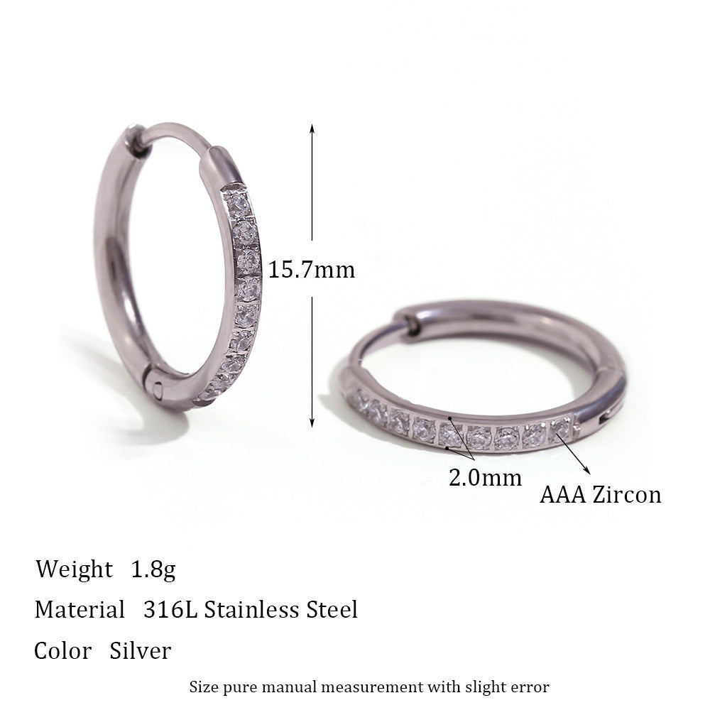 Rounded Edge Zircon Earrings