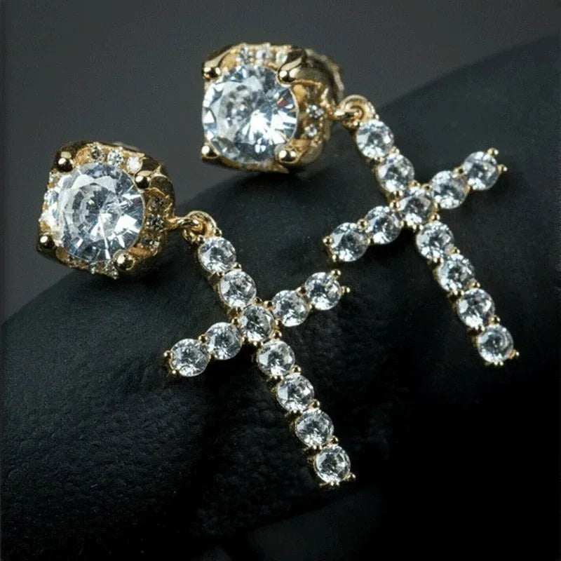 Zircon Cross Stud Earrings - Viexta