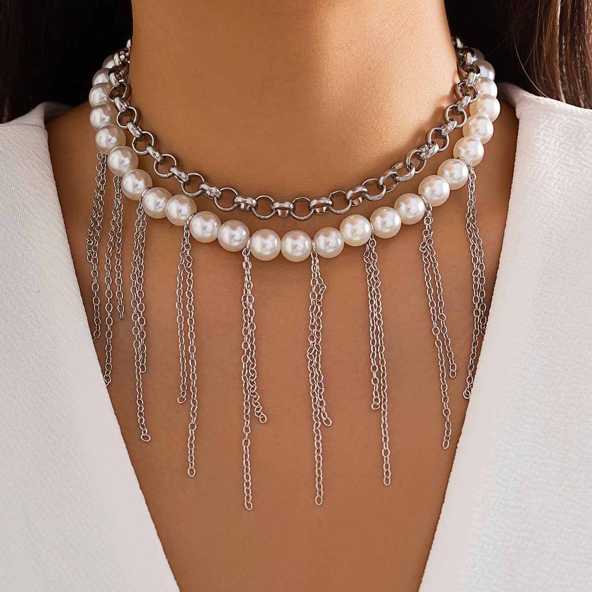 pearl-tassel-double-layer-retro-necklace