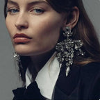 Luxury Sparkling Rhinestone Water Drop Tassel Stud Earrings - Viexta