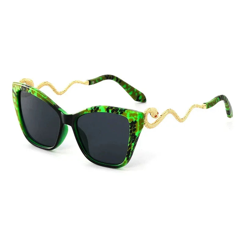 Retro Snake Temple Metal Cat Eye Party Sunglasses - Viexta