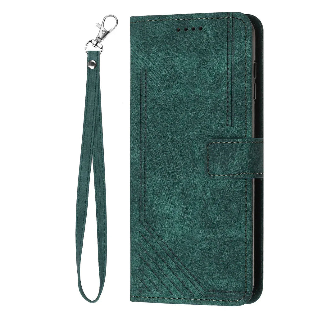 Leather Case Skin Frosted Striped Card Wallet iPhone case - Viexta