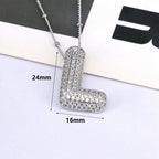 brass-zircon-bubble-letter-pendant-necklace - Viexta