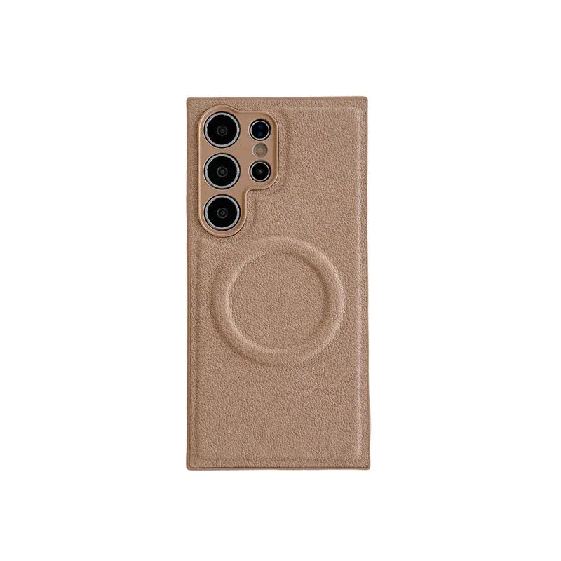 Plain Leather Magnetic Samsung Phone Case - Viexta