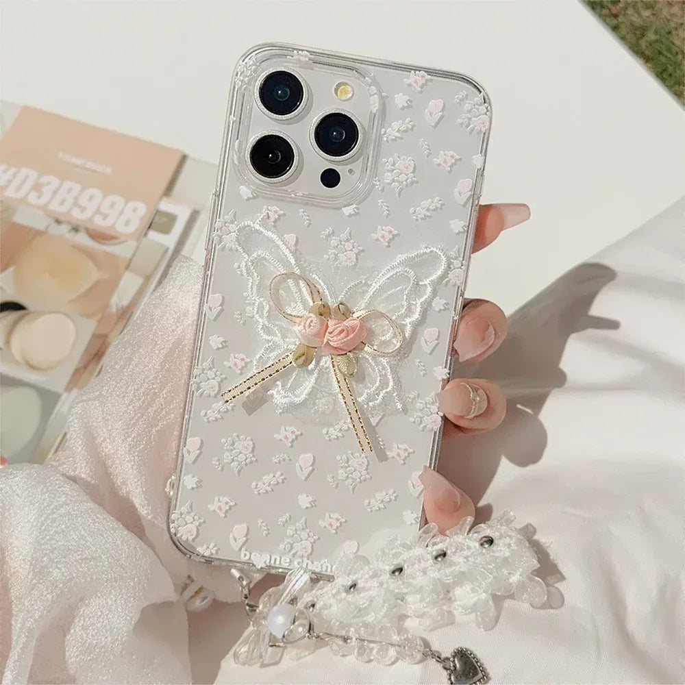 Aesthetic Embroidered Butterfly iPhone Case - Viexta