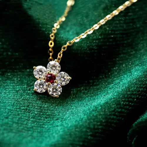 18K Gold Plating S925 Sterling Silver Ruby Necklace - Viexta