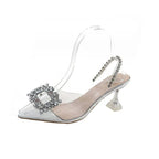 Rhinestone Pointed Toe Fashion Sandals - Viexta