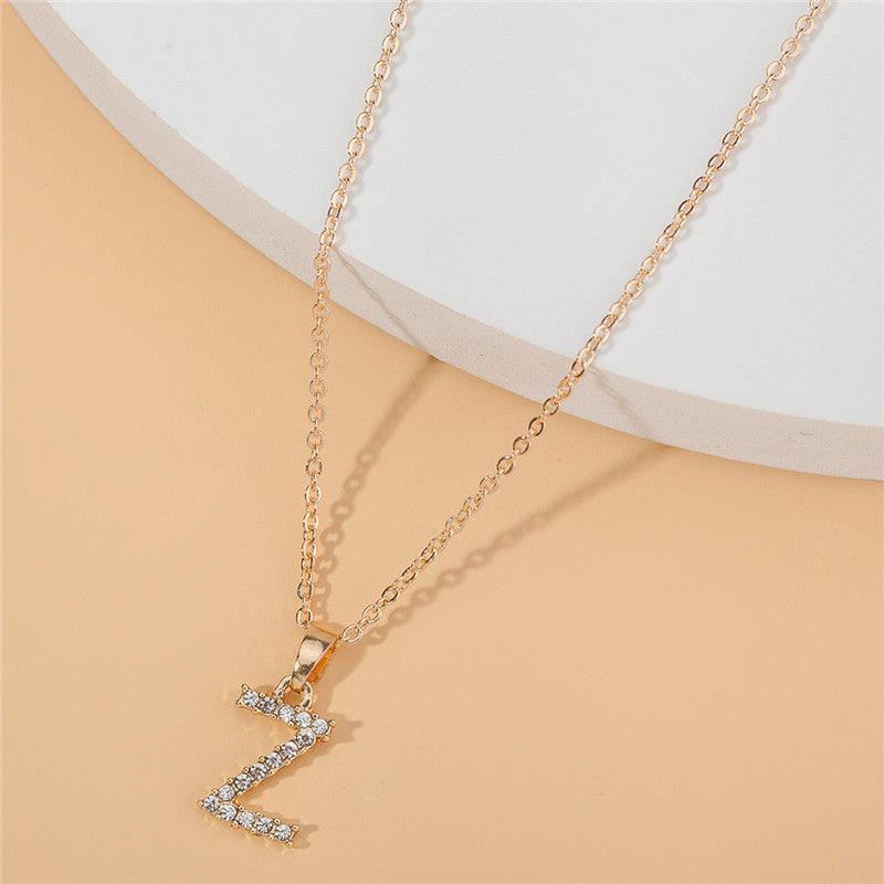 18k 26 Golden English Letter Pendant Clavicle Chain