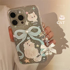 Glitter iPhone Case With Bow And Cat Charm Lanyard