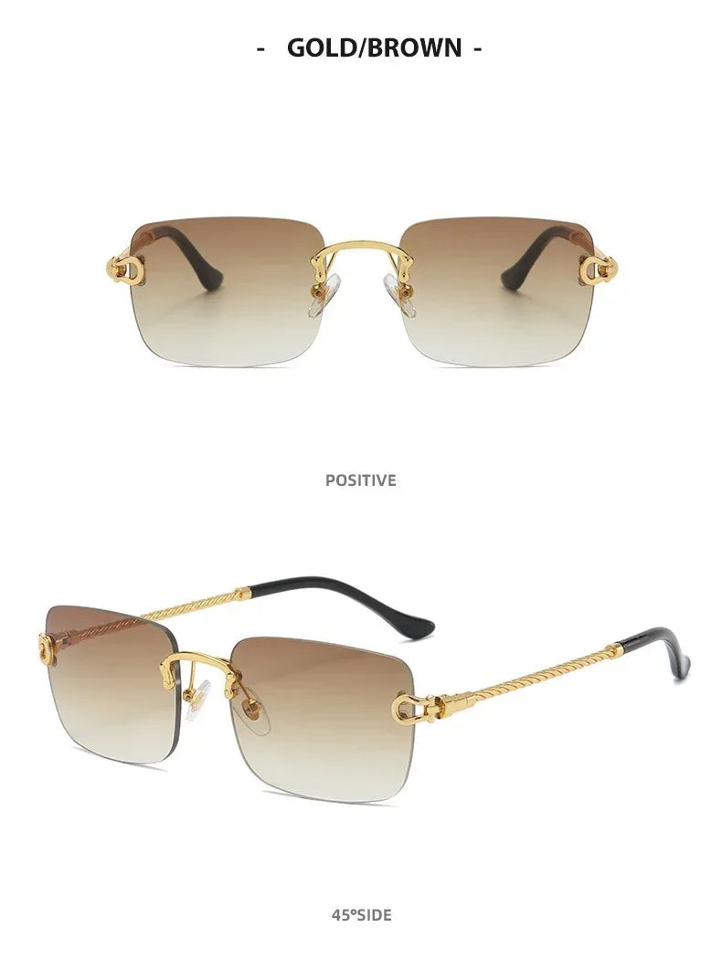 Metal Frameless Square Gradient Sunglasses - Viexta