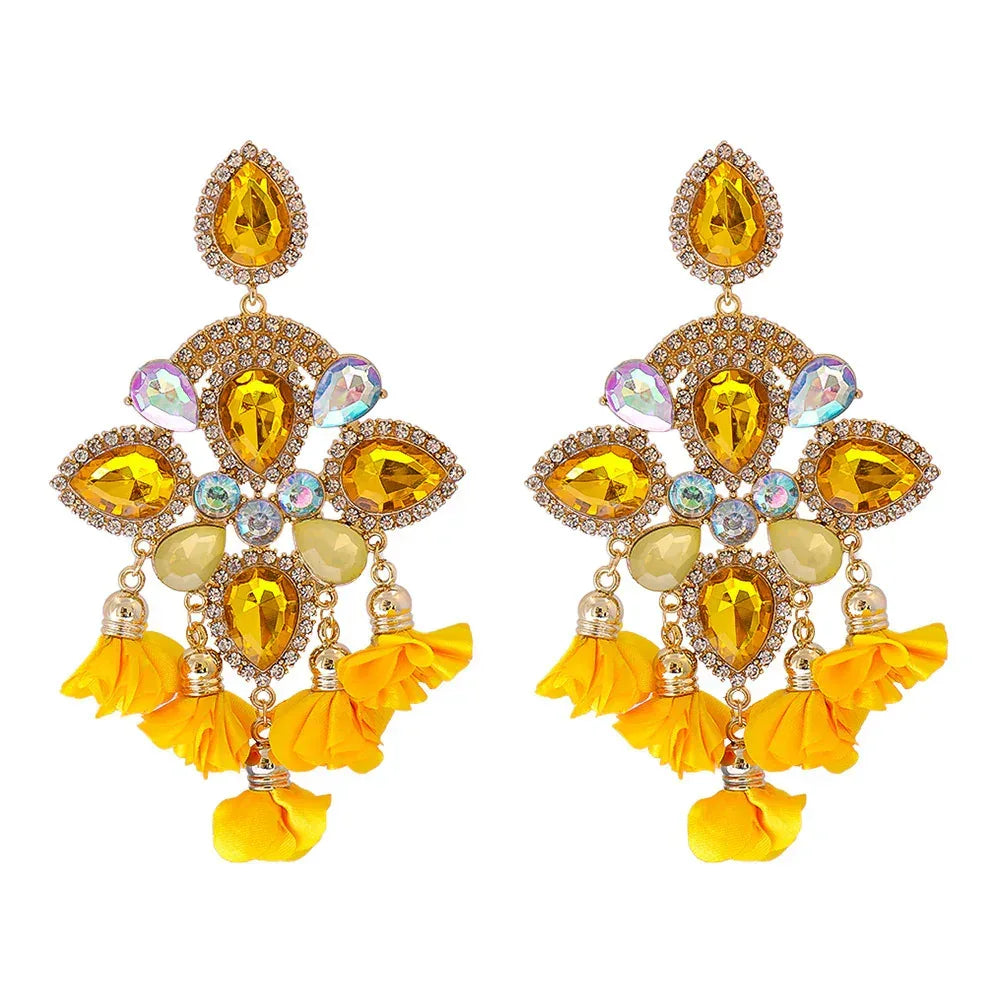 Bohemia Color Diamond Flower Earrings - Viexta