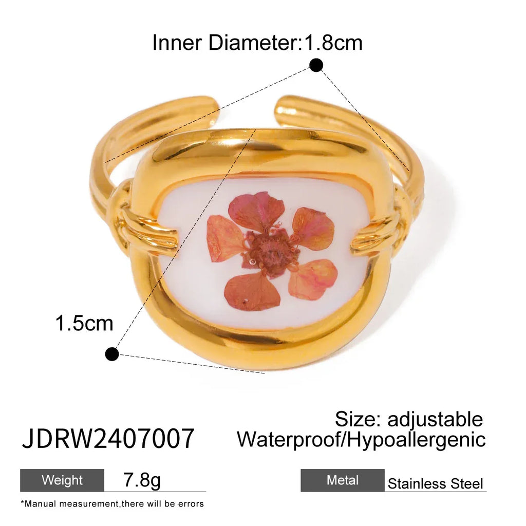 Stainless Steel Serene Flower Ring - Viexta
