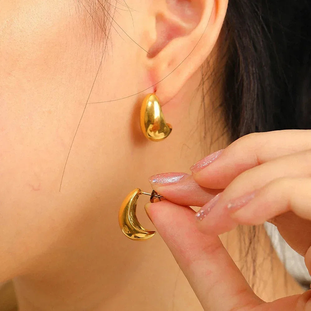 18K Plating Titanium Steel Stainless Steel Stud Earrings - Viexta