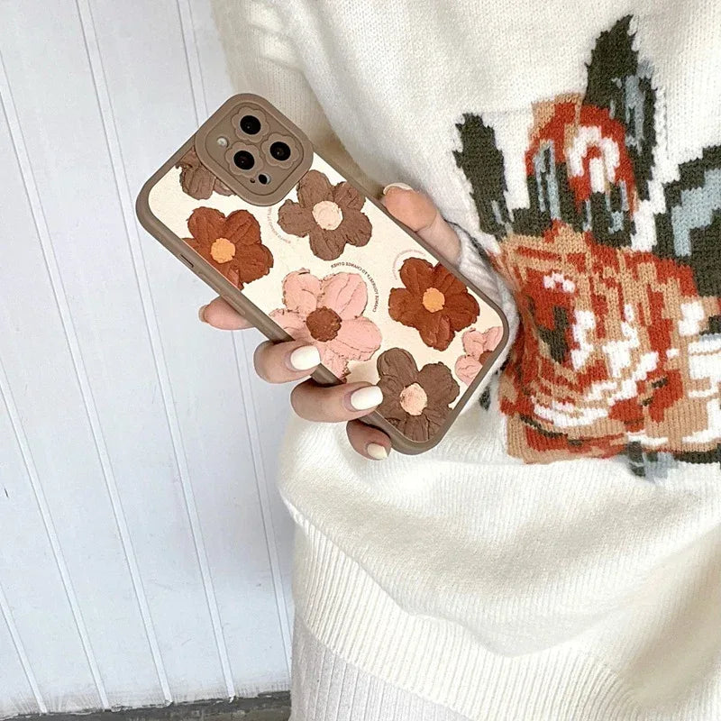 Retro Small Flower Silicone Soft iPhone Case - Viexta