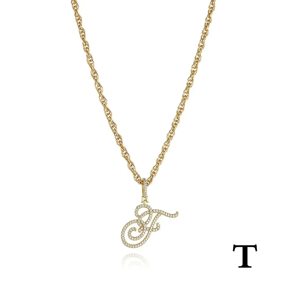26 Letter Zircon 18k Gold Necklace - Viexta