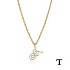 26 Letter Zircon 18k Gold Necklace